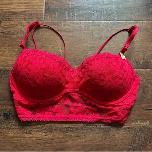 NEW Victoria’s Secret PINK Lace Push Up Bralette in Red